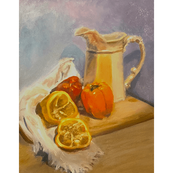 Pitcher & Peppers Original Oil on Canvas