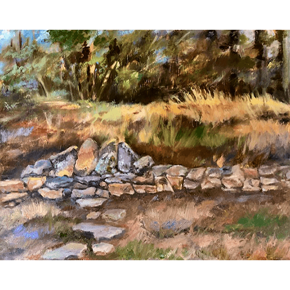 Stone Bench  Original Oil on Canvas